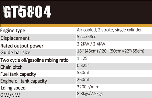 Wholesale Good Price 52cc/58cc Gas Chain Saw