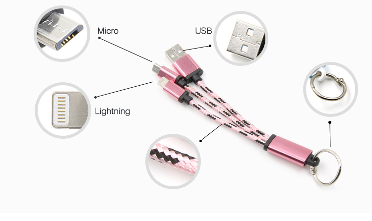 Charging+Data Transfer 2 in 1 Mini USB Cable with Nylon Braid