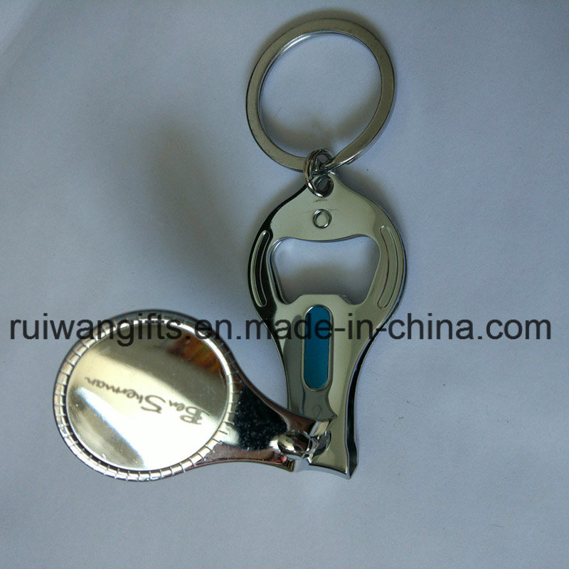 Multi Function Metal Nail Clipper Bottle Opener Keychain, Portable Nail Cutter Keyring Bottle Opener