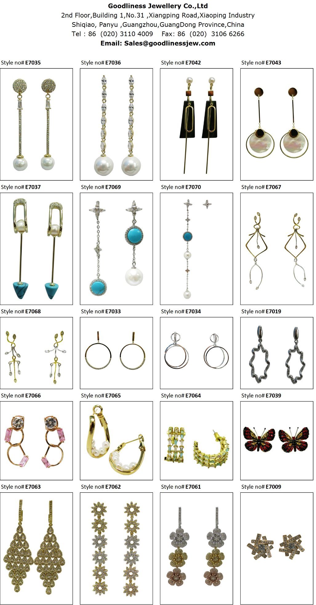 Good Quality and Hot Wholesale New Design Christmas Gift Earrings Fashion Jewelry Earrings (E7004)