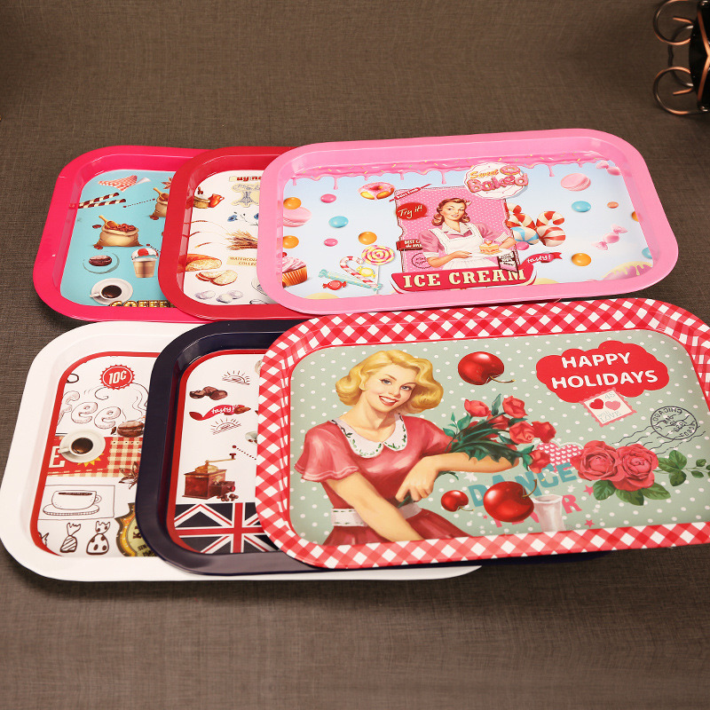 Rectangular Tin Plate Serving Trays for Christmas