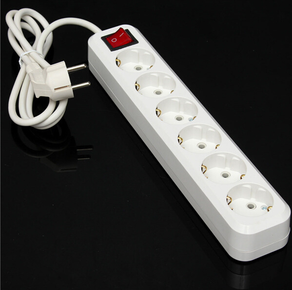 4.0mm 4.8mm EU Plug 3 Outlet Power 250V 10A Extension Cable Wall Socket Mains Lead Plug Strip Adapter