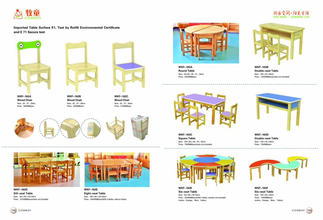 China Manufacturer Preschool Furniture Original Wood Table and Chair for Children