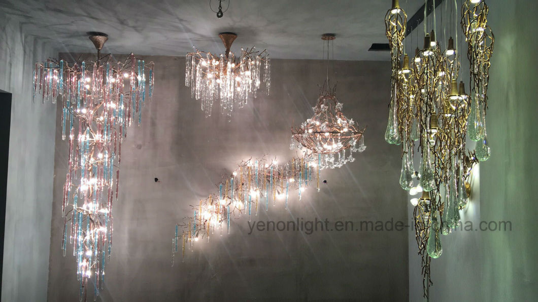 Luxury Branch Water Drops G9 Chandelier Design Copper Chandelier Lighting