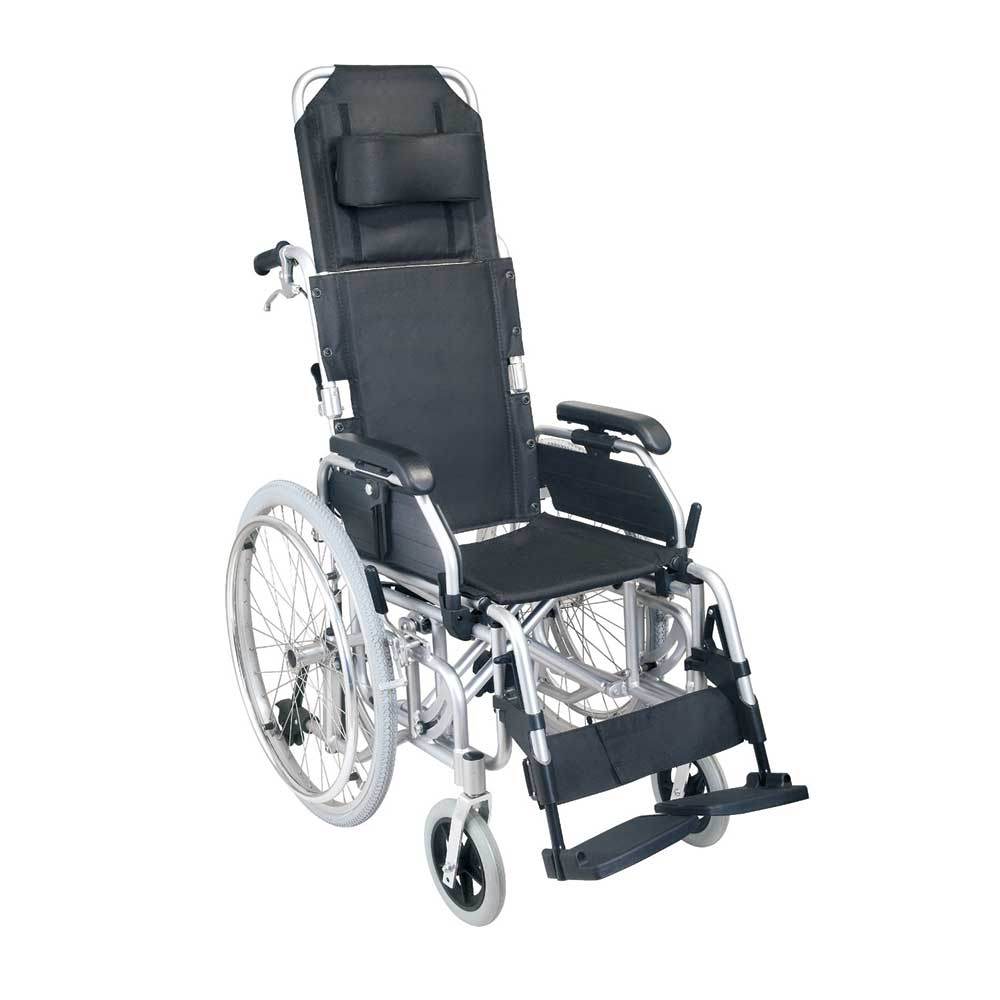 Reclining High Back Manual Aluminum Wheelchair with Neck Cushion (JX-895LAF1)