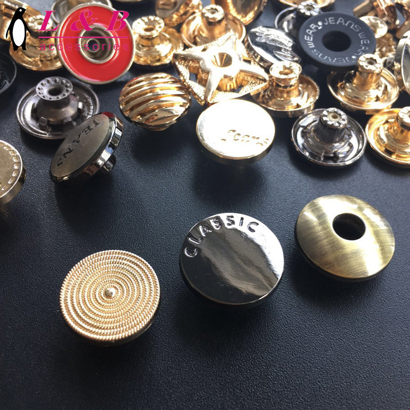 20mm Shiny Gold Zamac Metal Jeans Button