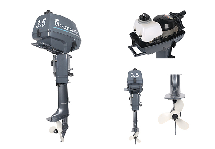 Universal Used Fishing 2-Stroke Outboard Motor 3.5HP Small Outboard Motors Outboard Steering