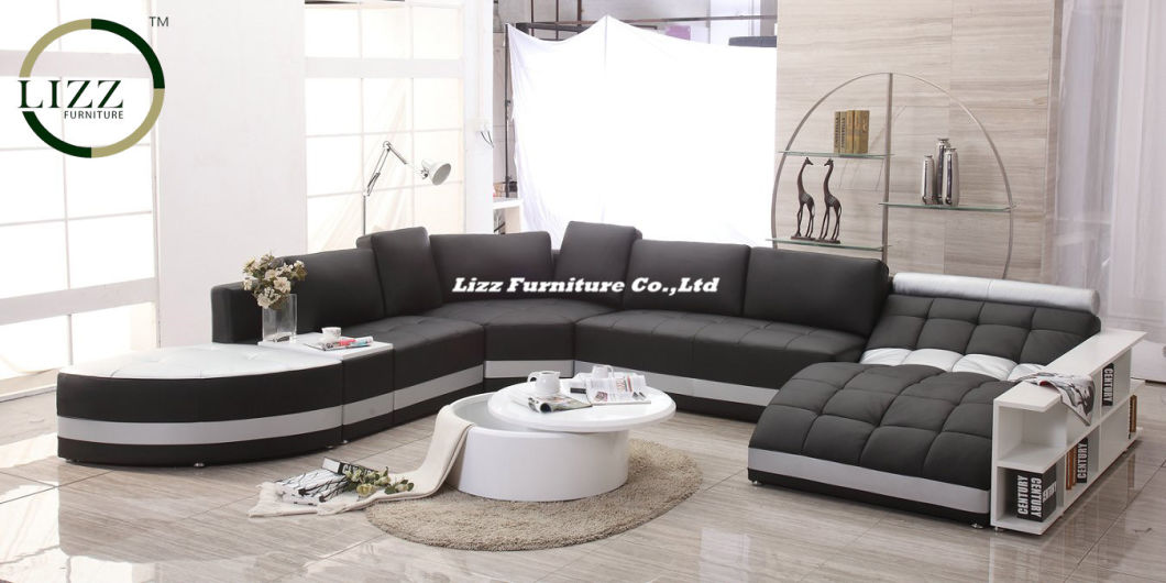 Italian Design Genuine Leather Sectional Bed for Villa Project