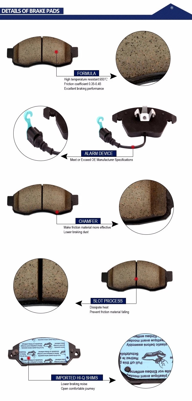 Passenger Cars Brake Parts Semi-Metallic Non-Asbestos Break Pad