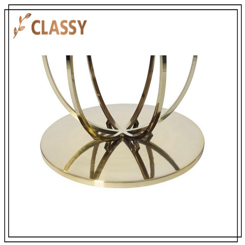 Round Shape Golden Stainless Steel Base Home Restaurant Dining Table