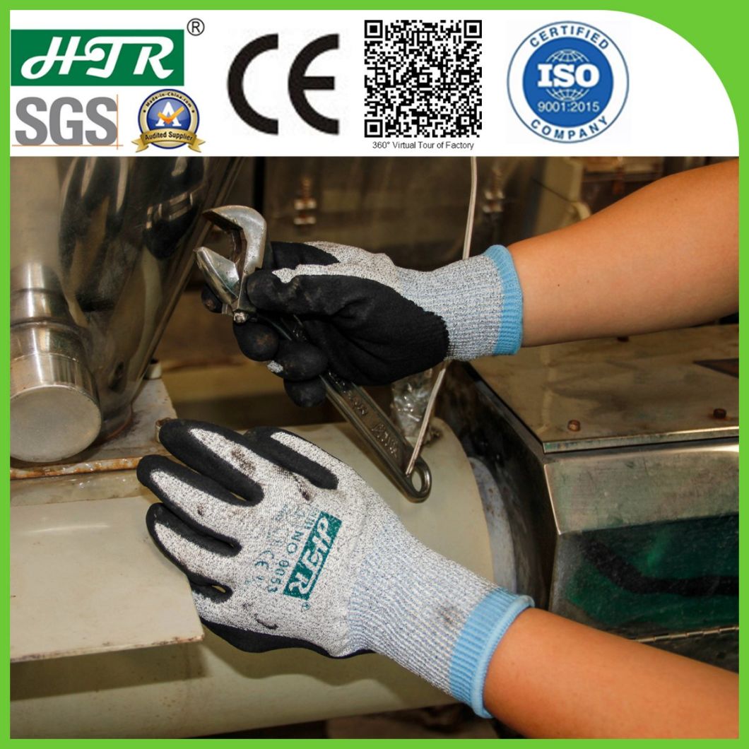 Super Cut Resistant Anti Abrasion Safety Work Gloves with Sandy Nitrile Dipping/Coating/Coated