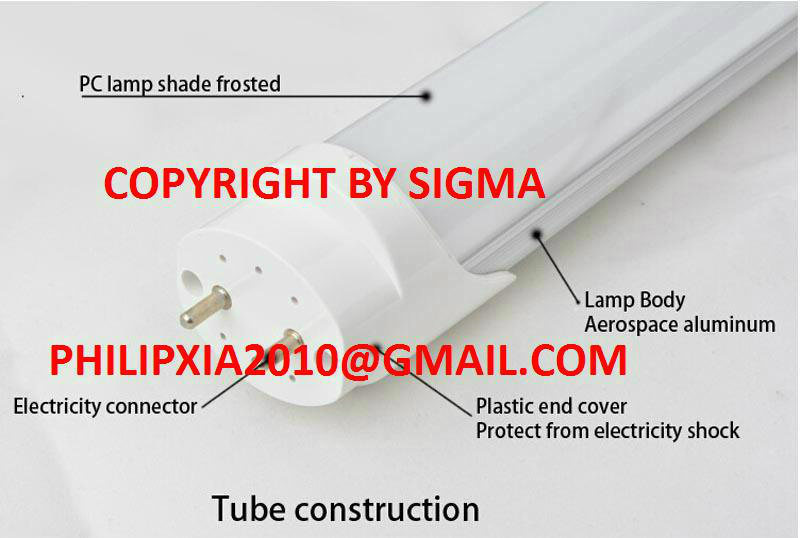 Sigma High Lm Alum PC Plastic Glass T8 2FT 60cm 9W 10W 4FT 120cm 18W 20W G13 Based Bulbs Fluorescent LED Lamps