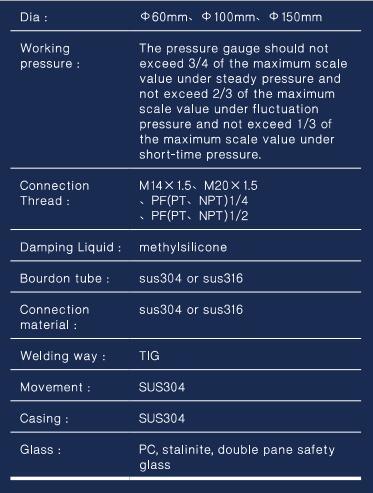 Vibration Proof Stainless Steel Pressure Gauge with Fatory Price