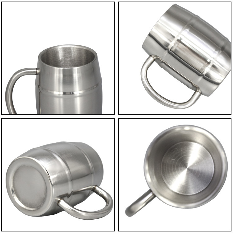 Drum Shape Stainless Steel Coffee Mug 450ml Practical Beer Water Cup