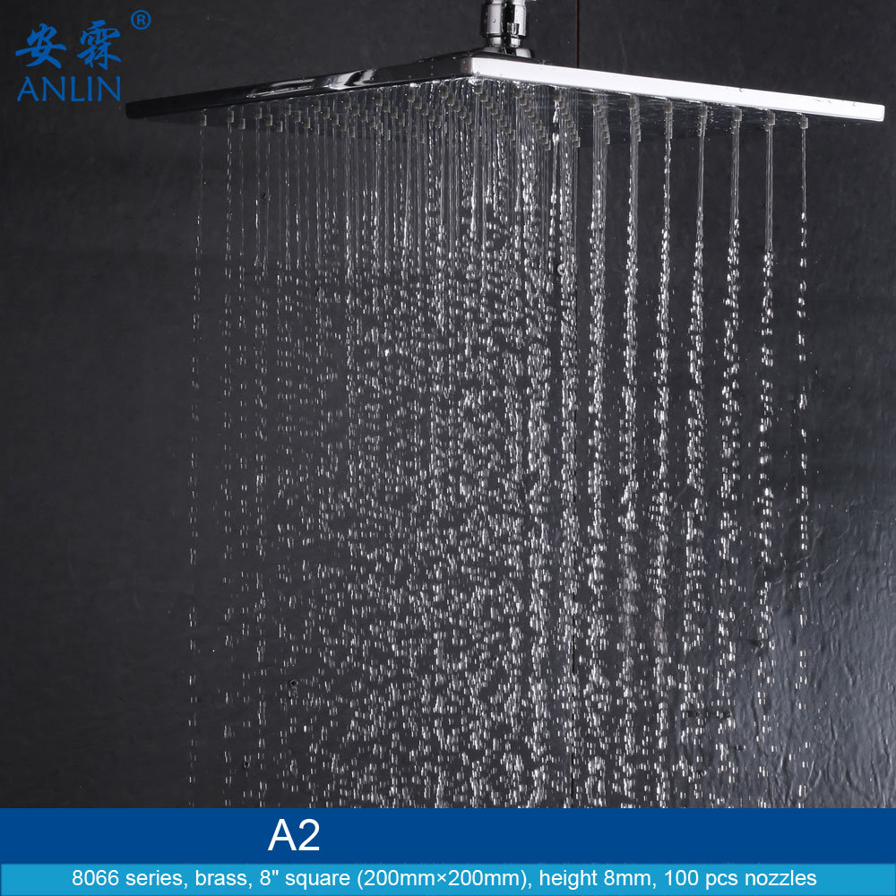 Contemporary 8 Inch Square Brass Rain Showerhead