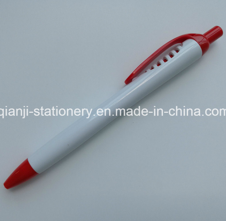 New White Imprinting Click Ball Pen (P1055A)