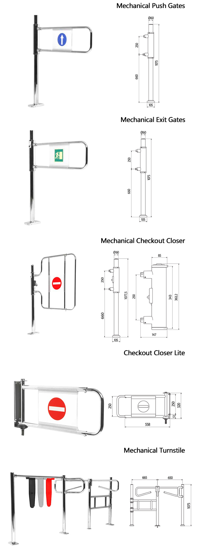 Supermarket Turnstile Machenical Swing Gate