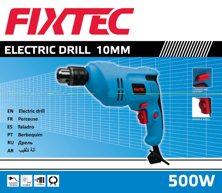Fixtec 500W 10mm Electric Hand Drill