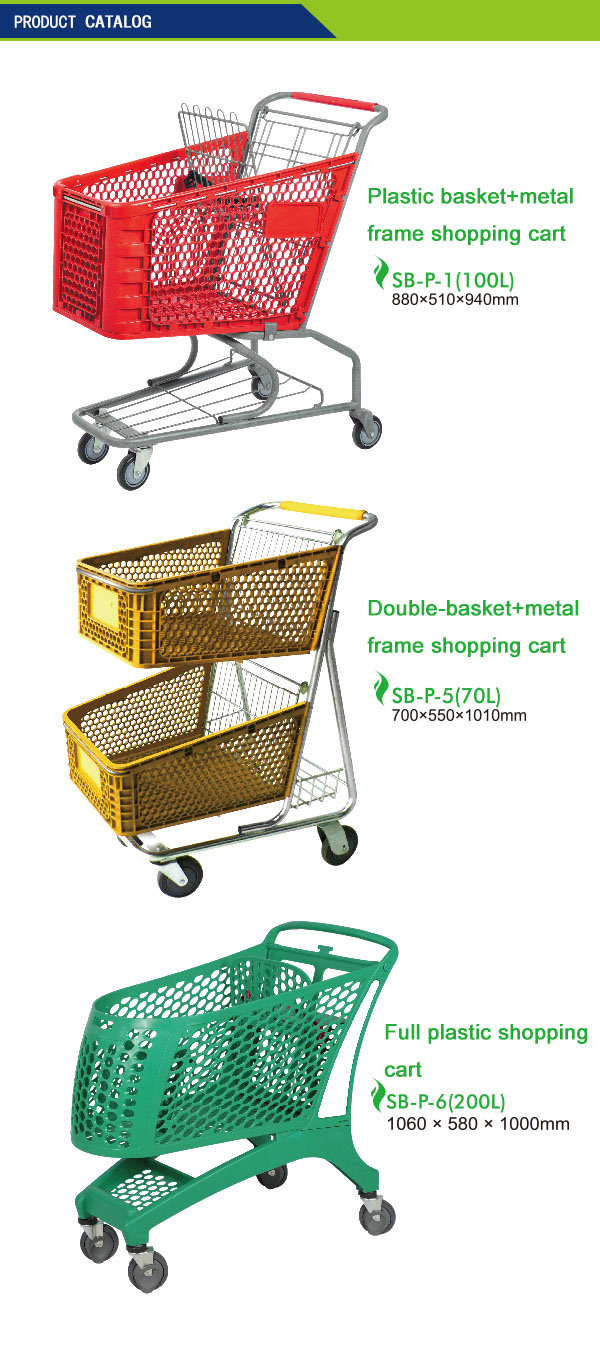 Good Price Plastic Grocery Shopping Carts for Sale