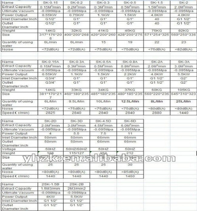 Sk-a Series 0.55kw Single Stage Directly Connected Liquid Ring Vacuum Pump