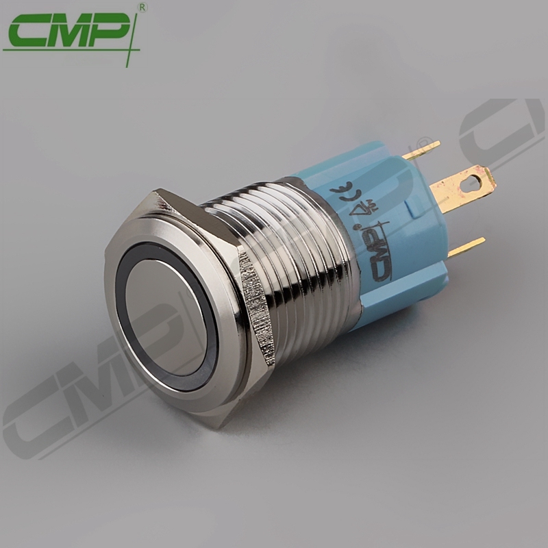CMP Waterproof Stainless Steel No Nc 16mm Push Button Switch with LED