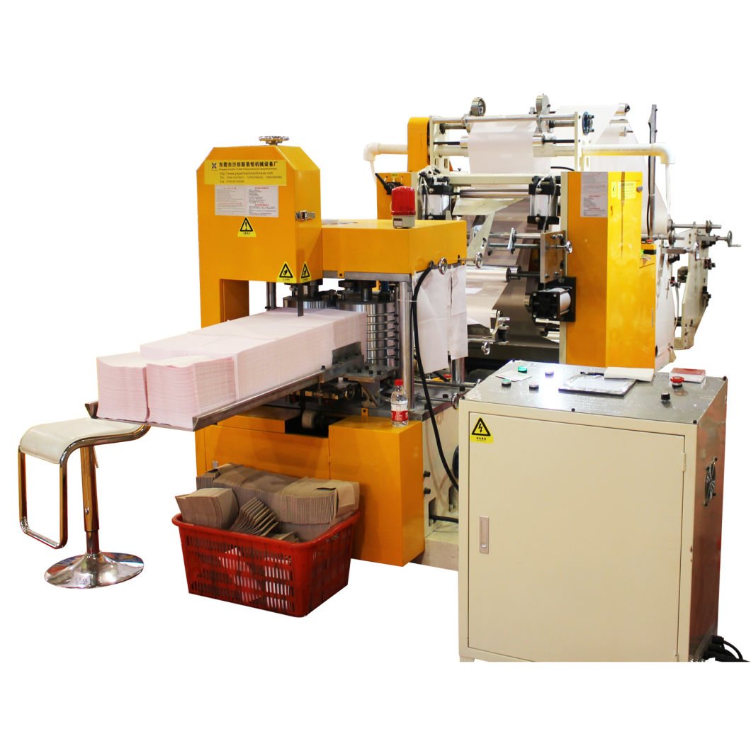 Glue Lamination Automatic 1/8, 1/4-Folded Automatic Color Printing Embossing Serviette Napkin Tissue Paper Machine with High Speed