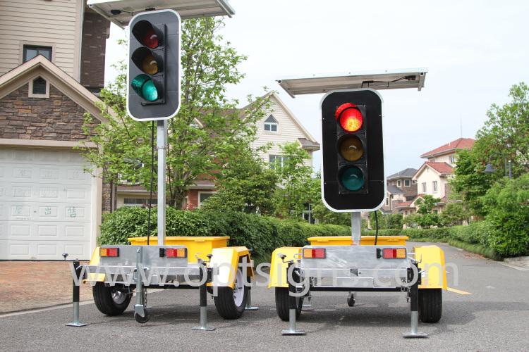 LED Flashing Stop Sign Mobile Solar Traffic Signal Light