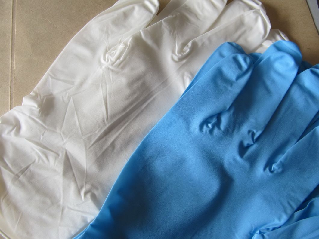 White and Blue Powdered or Powder Free Medical Nitrile Gloves for Examination