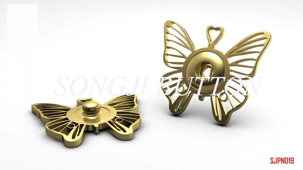 Painted and Electroplated Butterfly Pattern Alloy Sewing Snap ButtonÂ 