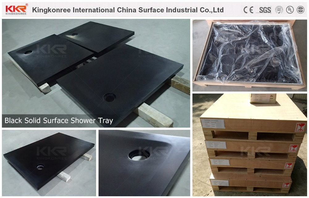 Black Anti-Slip Acrylic Solid Surface Deep Shower Tray