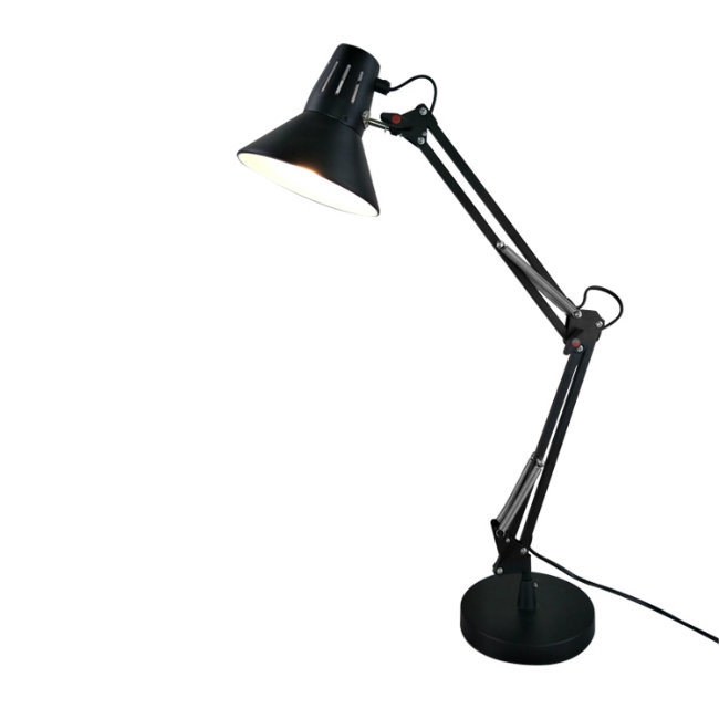 Foldable Black Long Swing Arm Office Table Lamp for Reading