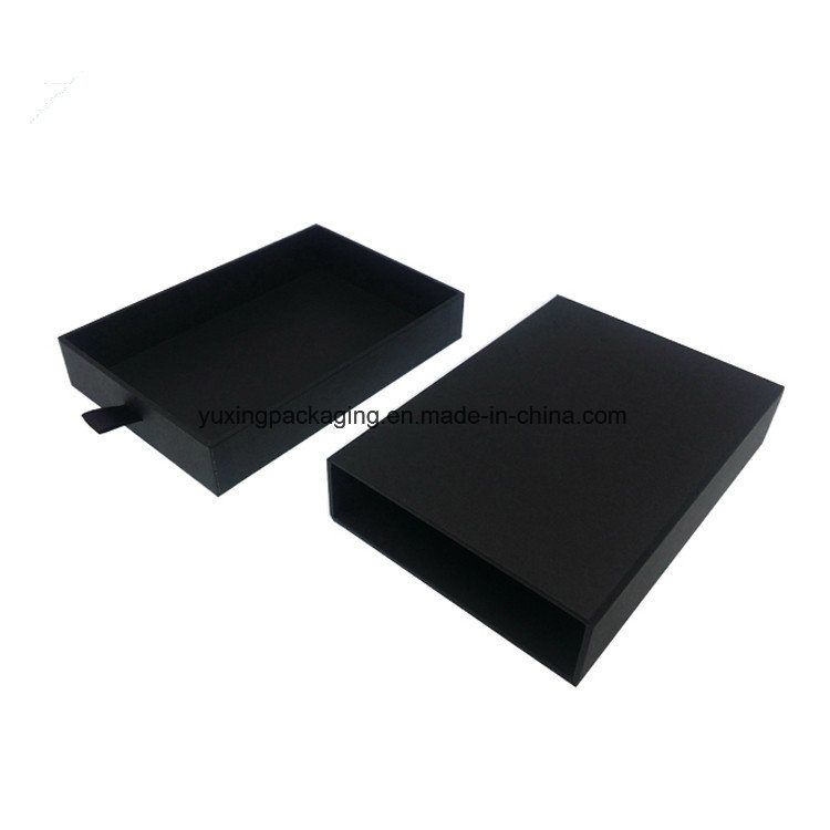 Fashion Slide Open Design Matt Black T-Shirt Drawer Paper Box