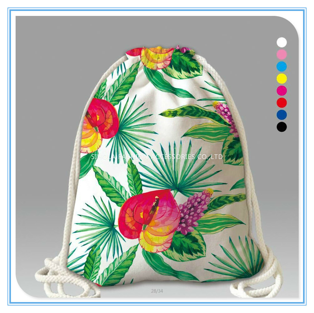 Lucky Leaves Flowers Design Colorfull Drawstring Travel Bag