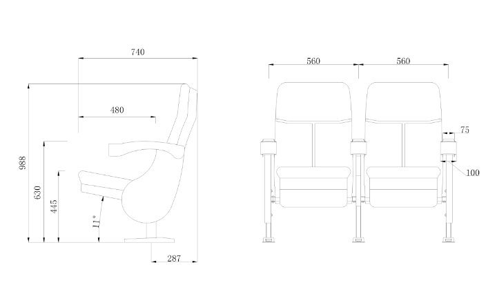 Economic 4D Modern Theater Chair Cinema Movie Seat