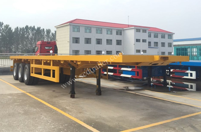 China 20FT 40FT 20 40 45 Feet Flat Bed Flatbed Container Semi Trailer