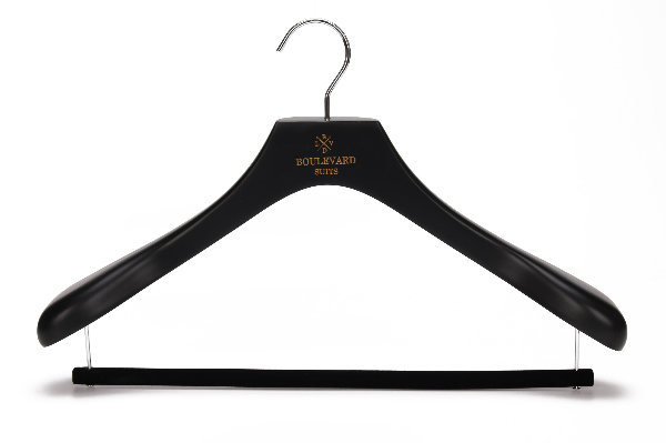 Cheap Black Wooden Suits Hanger with Trousers Bar