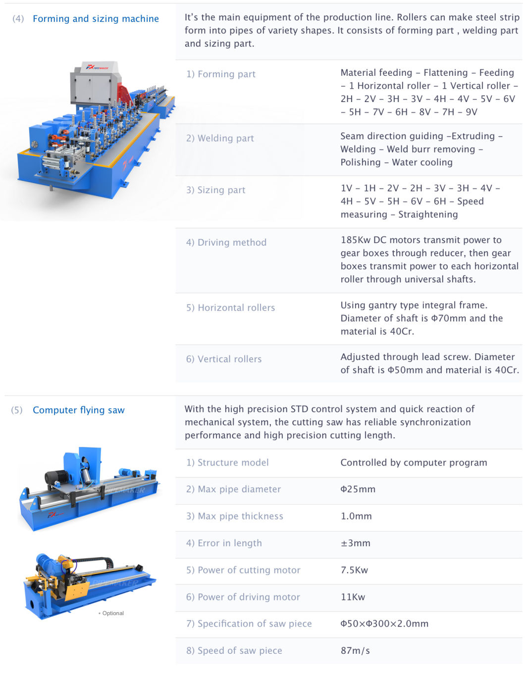 Fx76 High Frequency Welded Steel Tube Mill