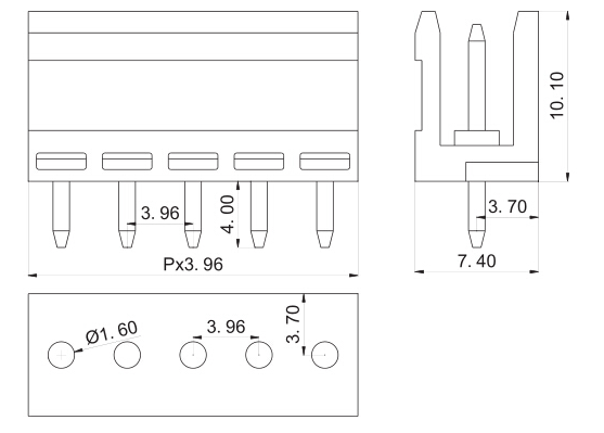 3,96 mm Abstand Plug-in-PCB-Pin-Anschluss 3.96mm pitch Plug-in PCB pin connector terminal