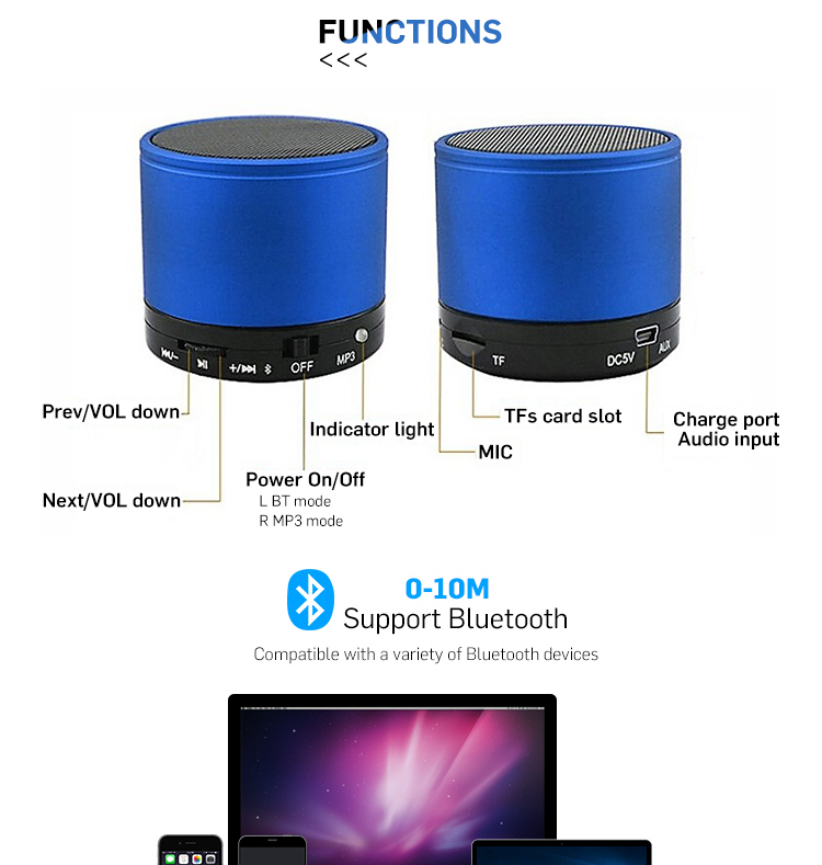 2018 Cheapest Portable Metal Mini Wireless Bluetooth Speaker (S10)