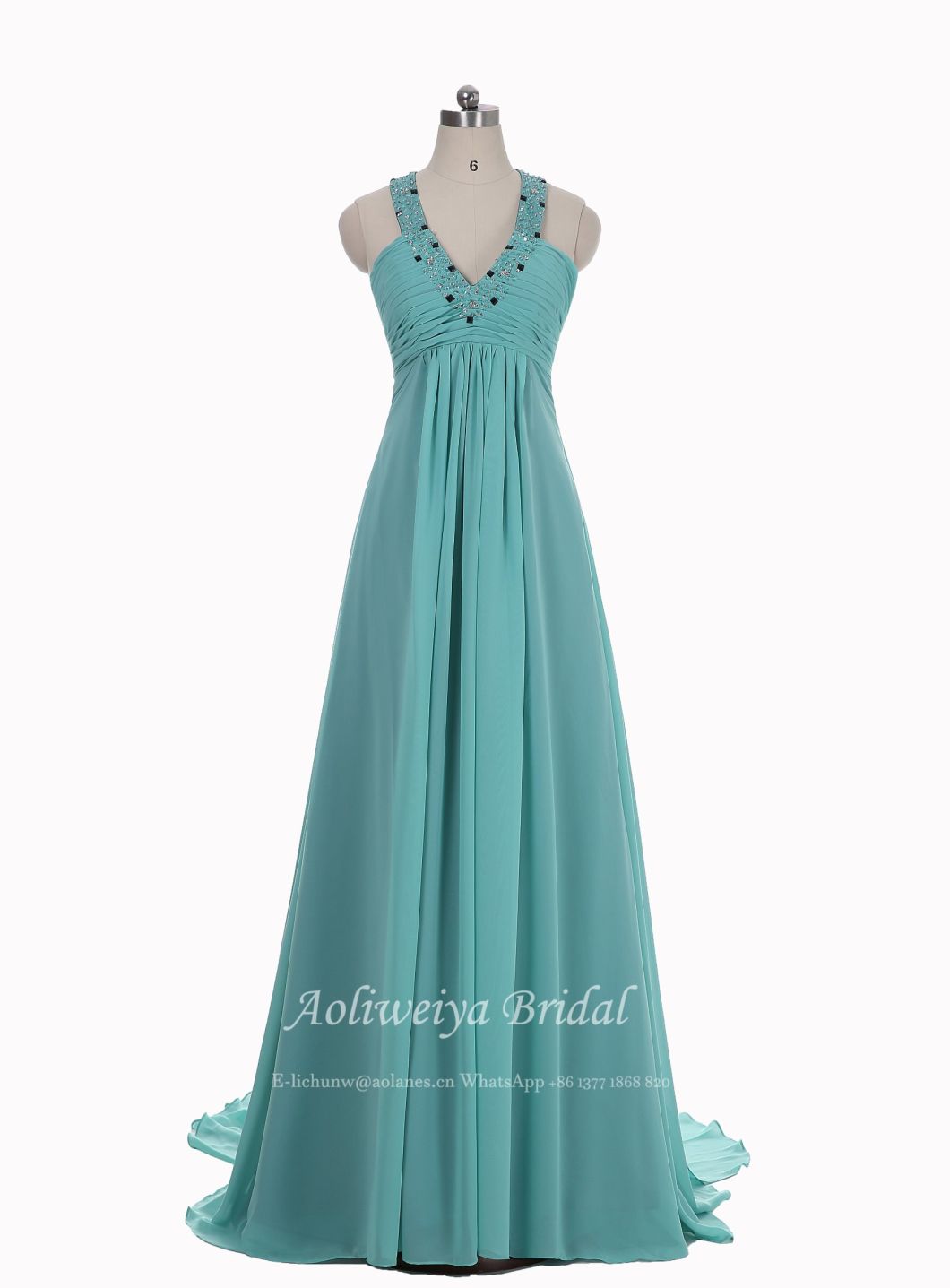 Aolanes Halter Green Party Evening Dress