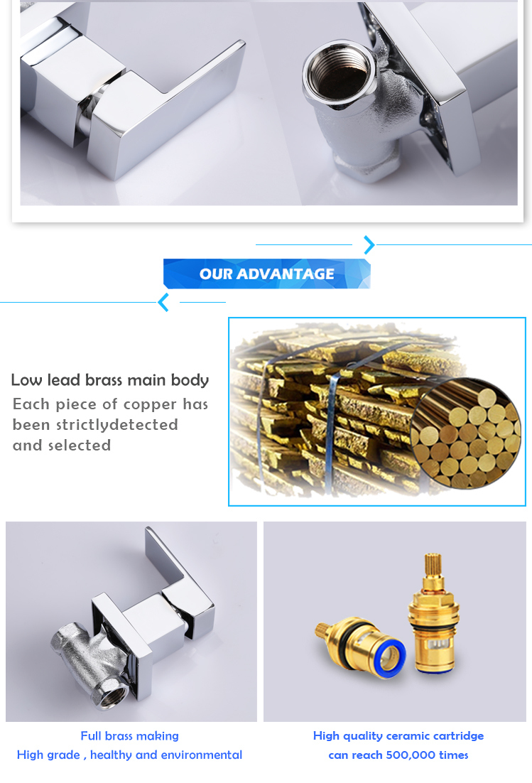 Australian Watermark Concealed Installation Shower Water Faucet with Single Handle Square Shape