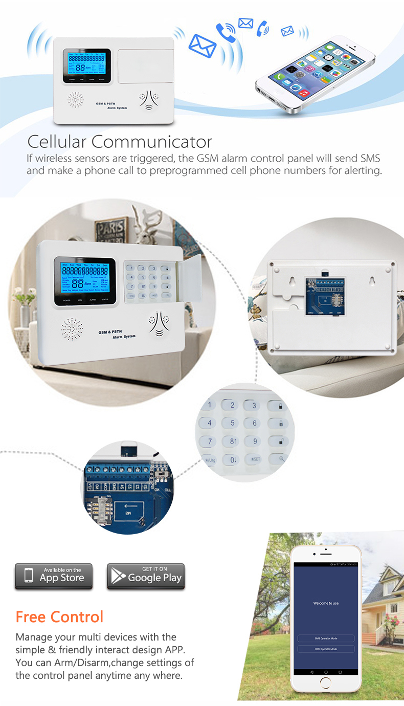 Home System GSM & PSTN Dual Network Wireless Security Alarm