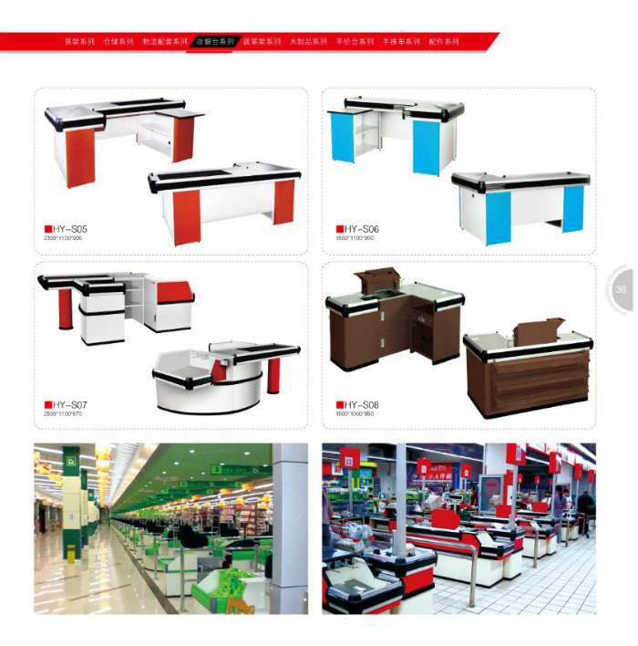 Electric Supermarket Store Cashier Checkuut Counter with Belt