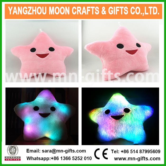 Christmas Decorative Home Sofa Party Decor Toys Gift Plush Colorful Star Plush LED Cushion