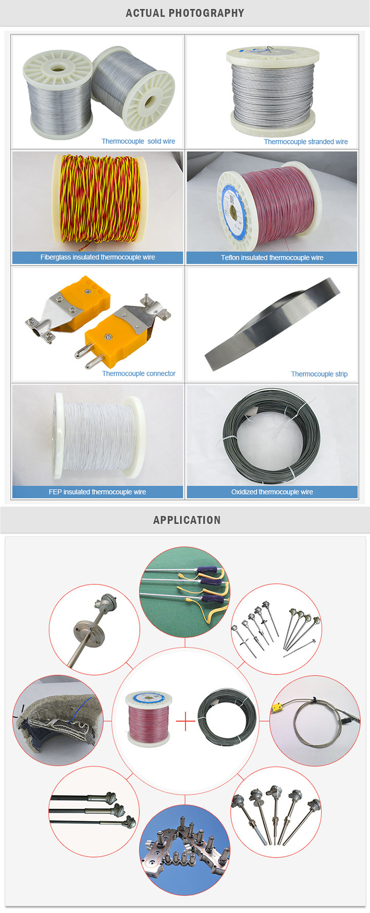 Thermocouple wire with FEP insulation TNX TPX producer ISO9001 / RoHS