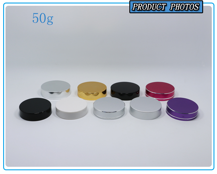 50ml Frosted Cosmetic Glass Facial Cream Jars with Colored Aluminum Lid