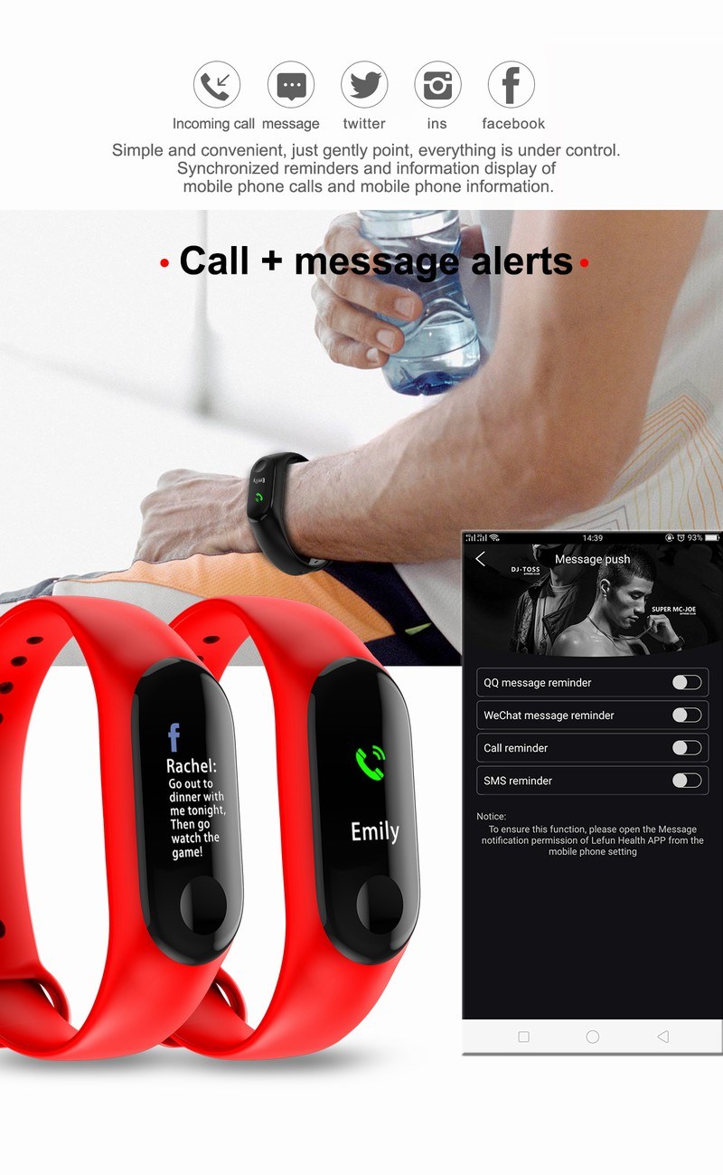 Waterproof IP67 Heart Rate Blood Pressure Monitoring Smart Bracelet