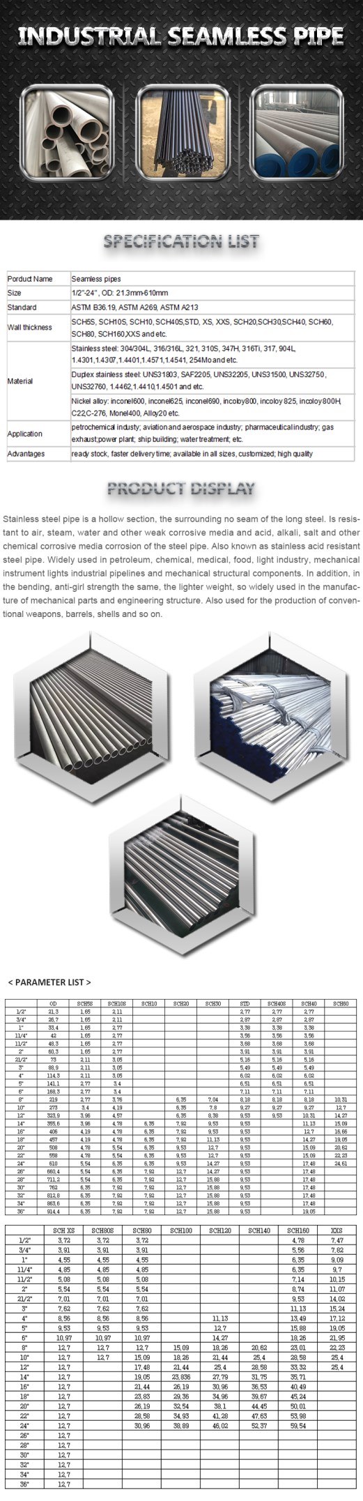 Dn800 Uns31803 ERW Duplex Stainless Steel Pipes