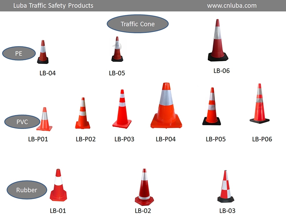 Multicolor Rubber 700mm Height Traffic Road Safety Cone