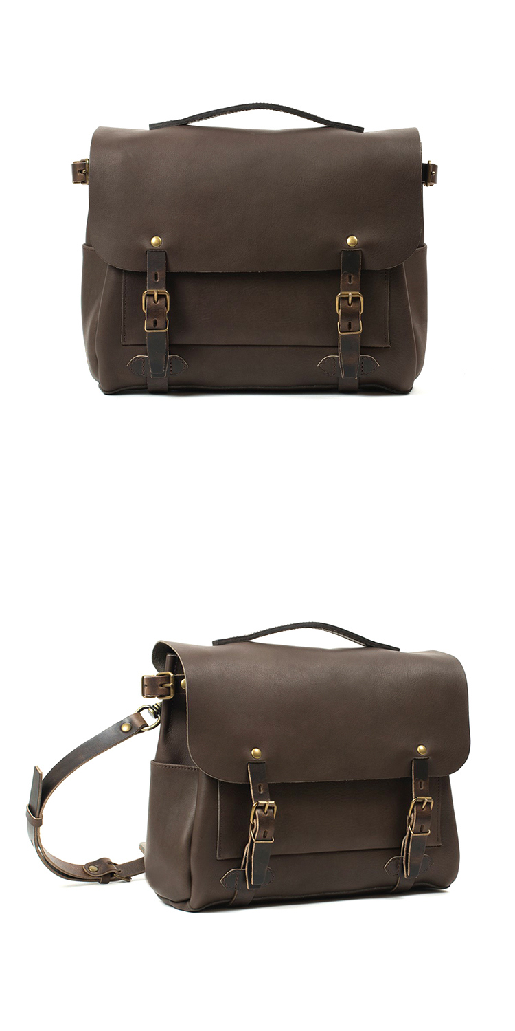 Hot Selling Factory Price 15 Inches Laptop Vintage Brown Leather Messenger